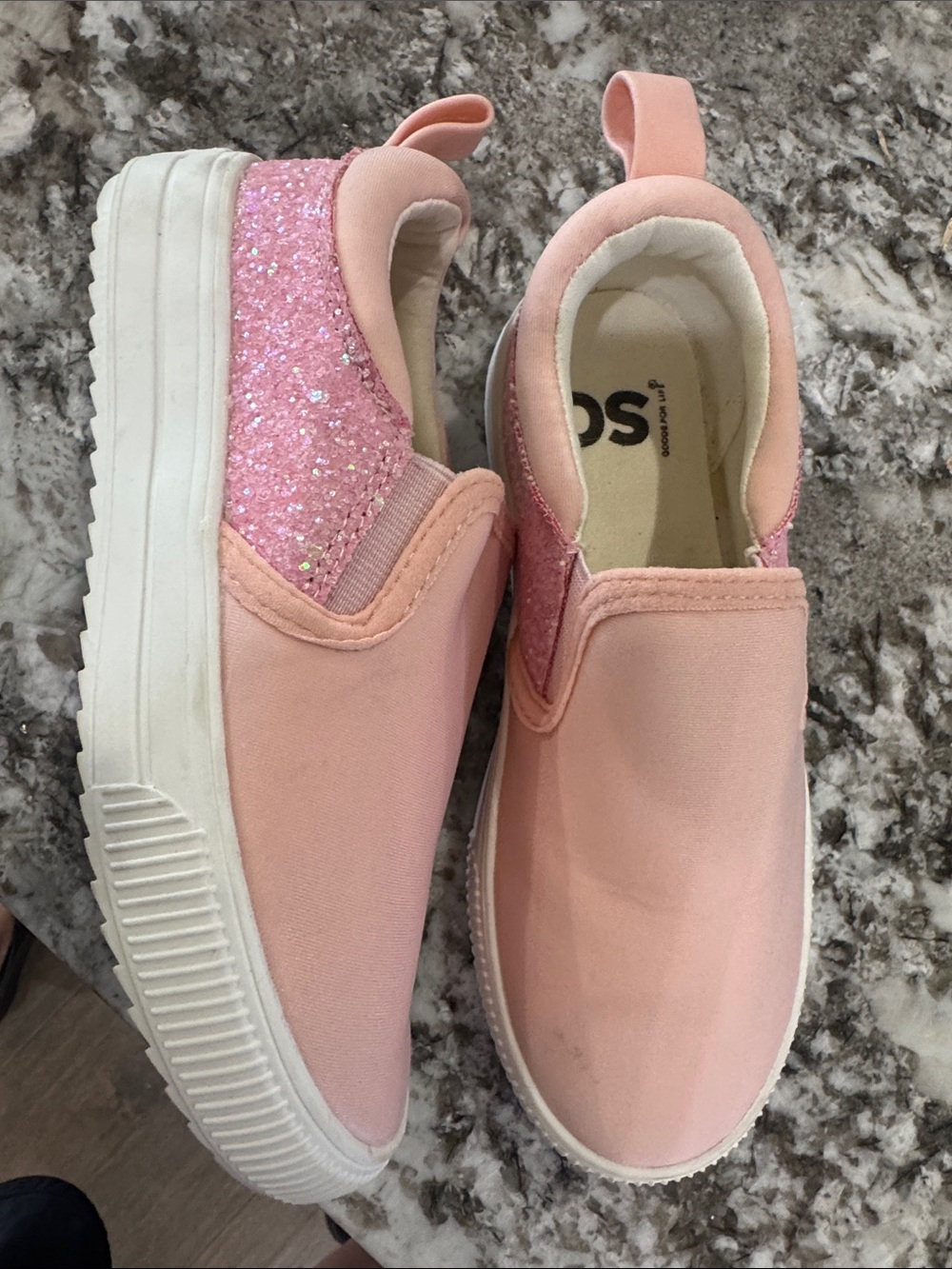 SO Girls Pink Glitter Slip-On Sneakers